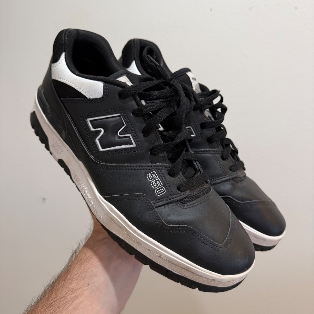 New Balance 550 Mens Black White Leather Sneakers BB550SV1 Low Top Shoe